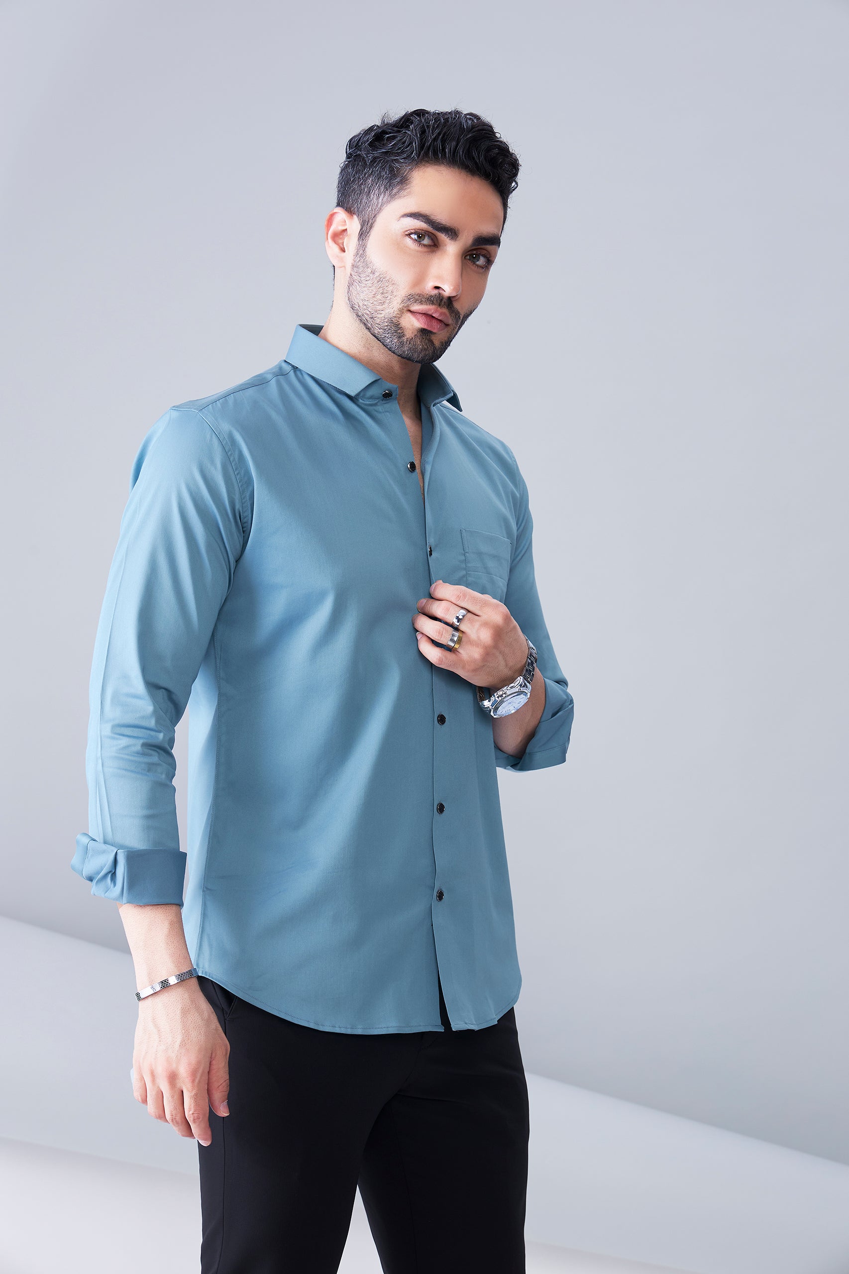 ITALIAN SATIN- DARK BLUE (FULL SLEEVE)