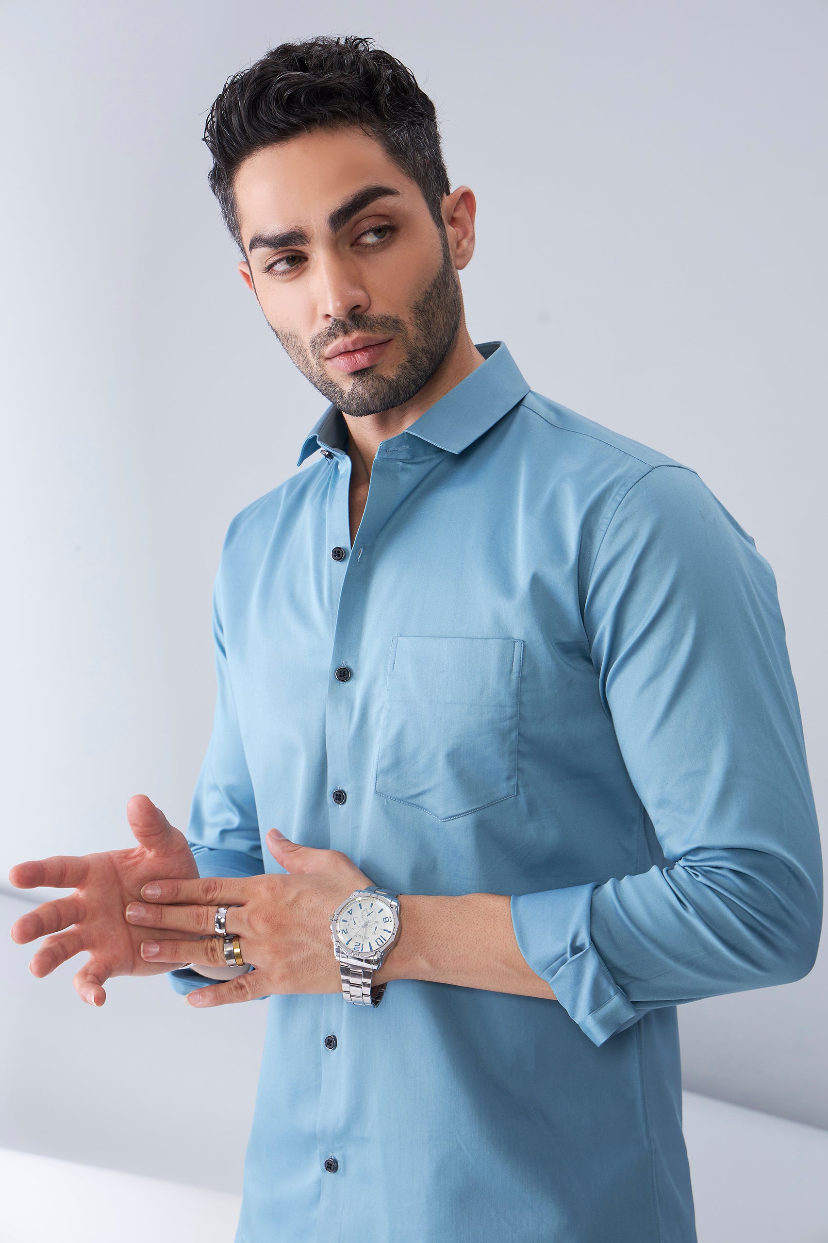 ITALIAN SATIN- DARK BLUE (FULL SLEEVE)