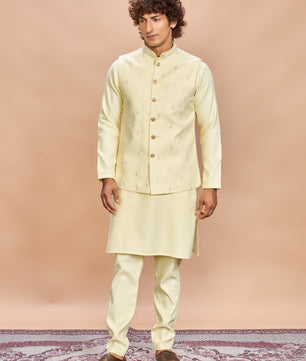 Light Yellow Linen Kurta Set for Men