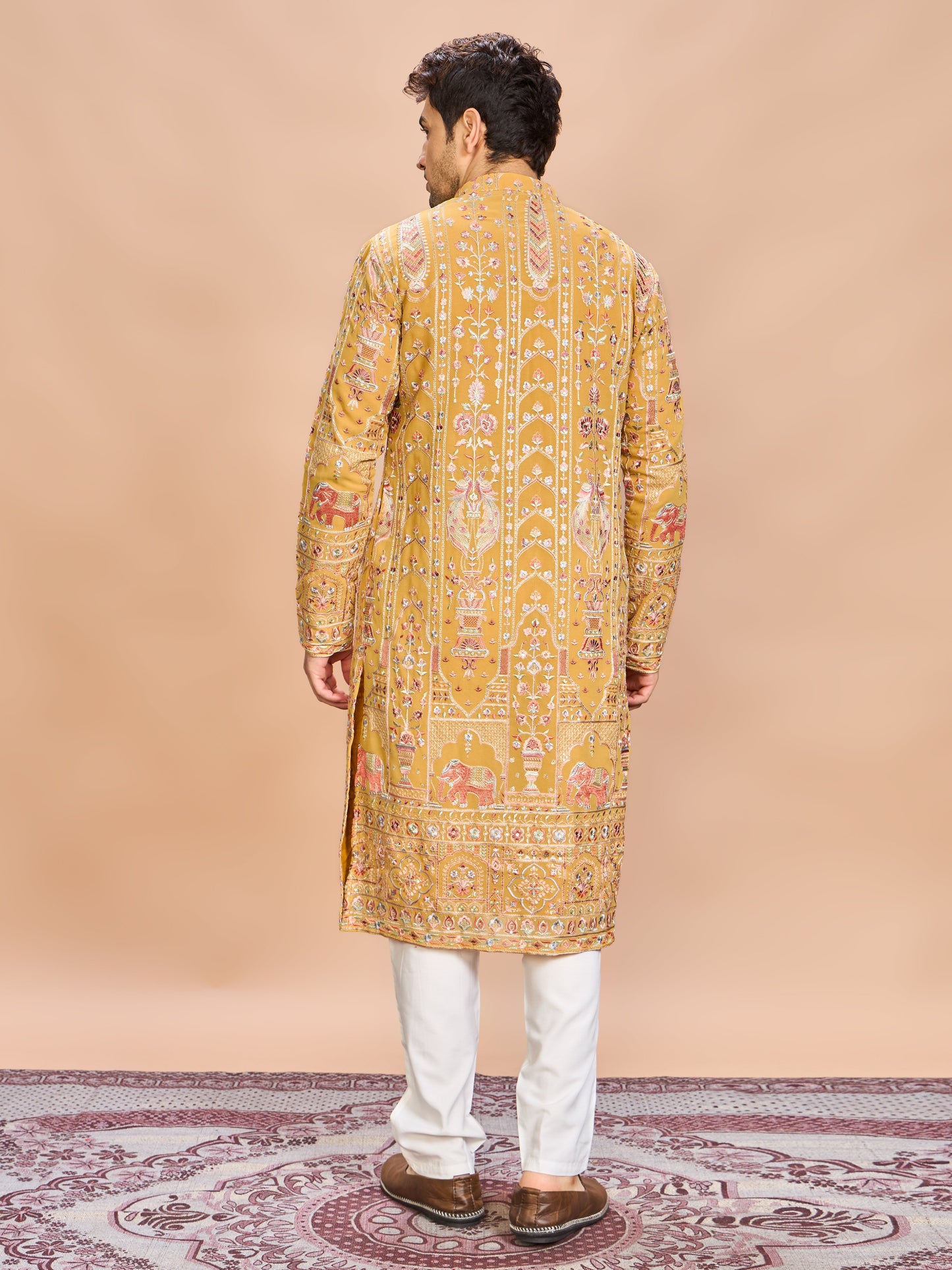 Yellow Georgette Embroidered Kurta Set