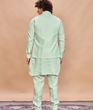 Pista Linen Jacket Kurta Set for Men