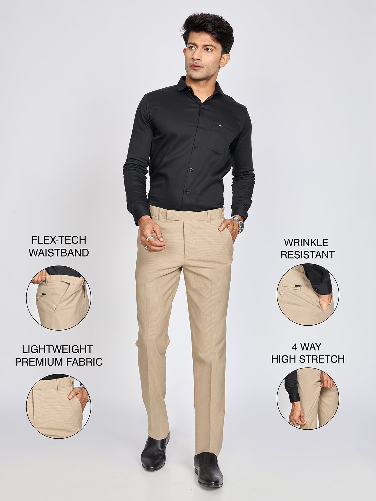 Strip 4 Way Stretch Pant-Khakhi