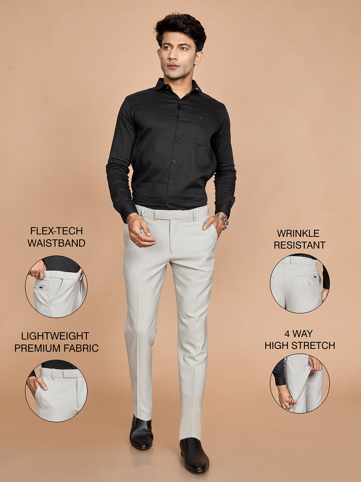 Strip 4 Way Stretch Pant-Grey