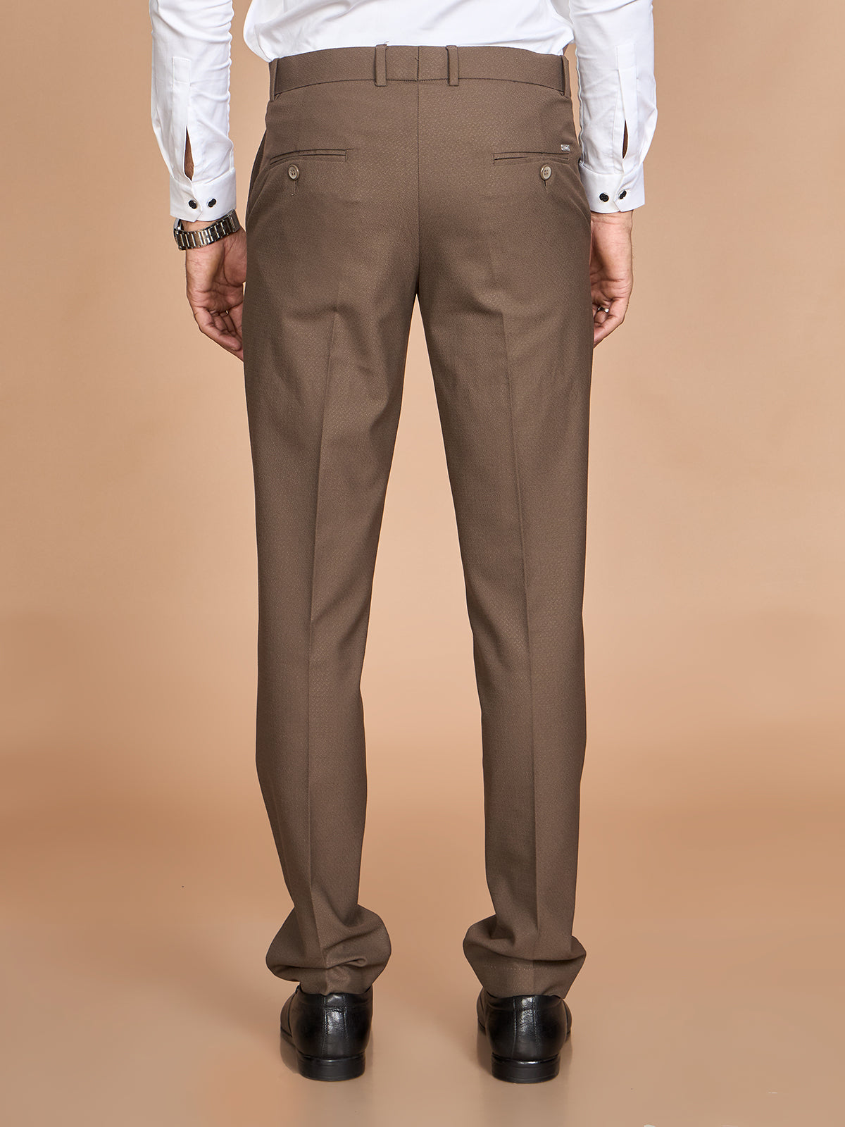 Cross Textured 4 Way Pant-Brown