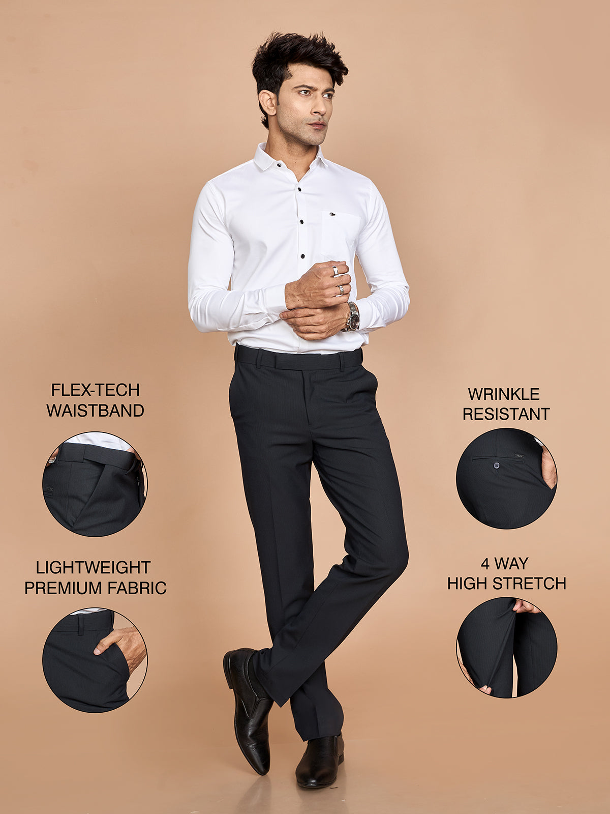 Strip 4 Way Stretch Pant-Navy Blue