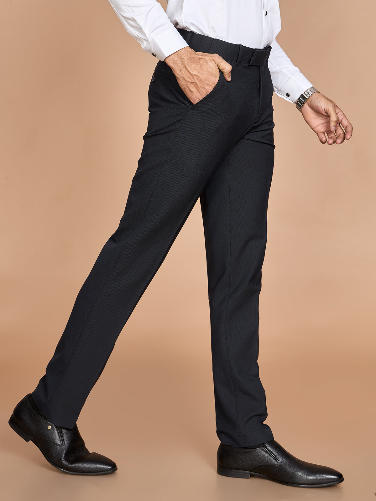 Strip 4 Way Stretch Pant-Navy Blue
