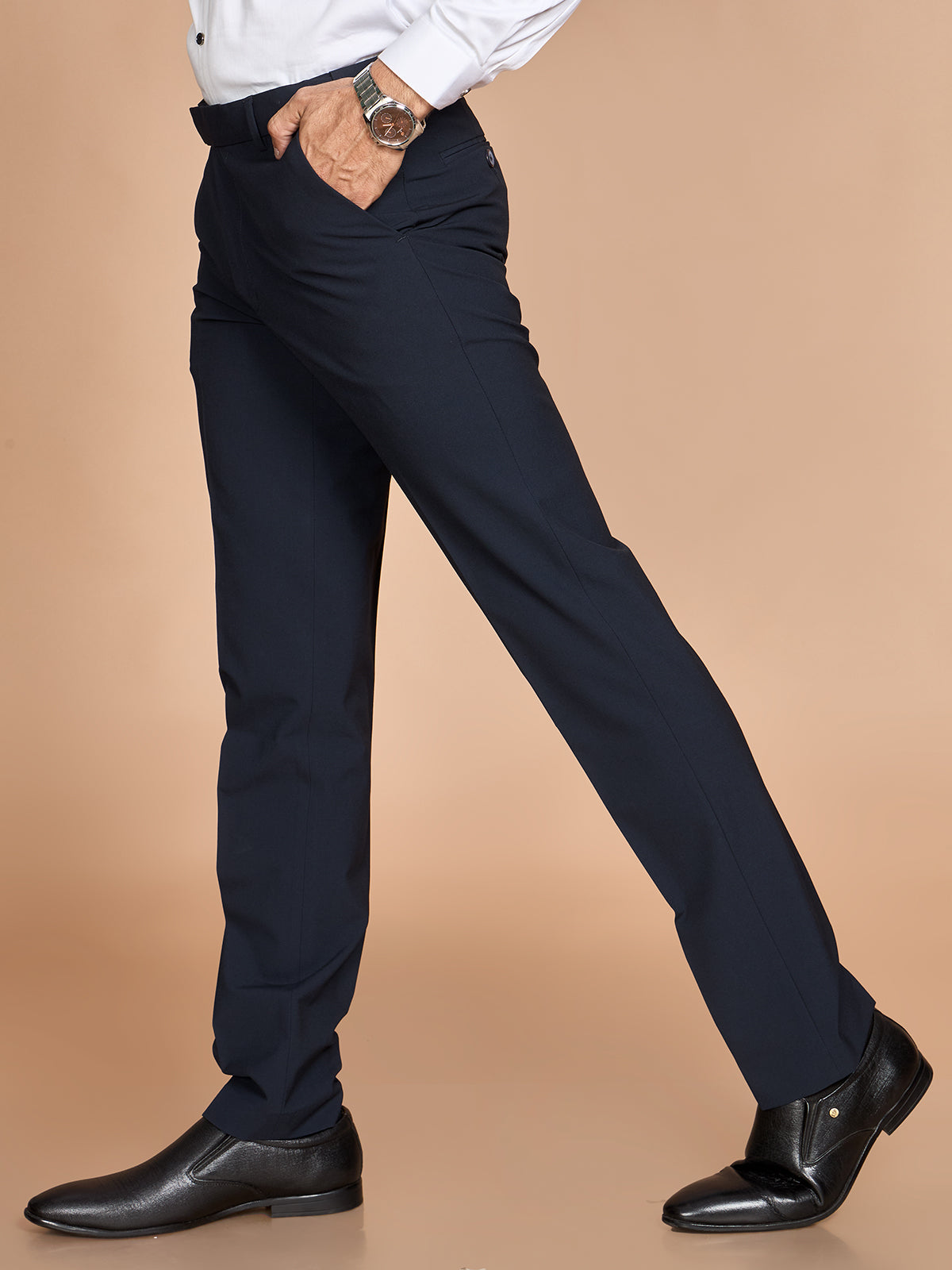 Micro Dobby 4 Way Pant-Navy Blue