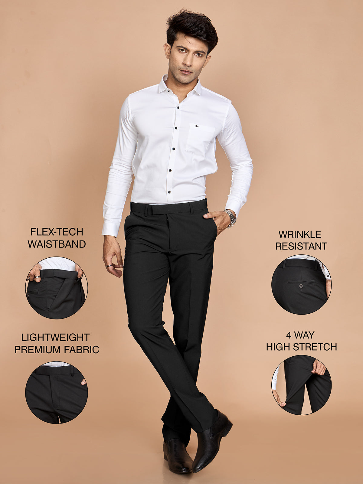 Micro Dobby 4 Way Pant-Black