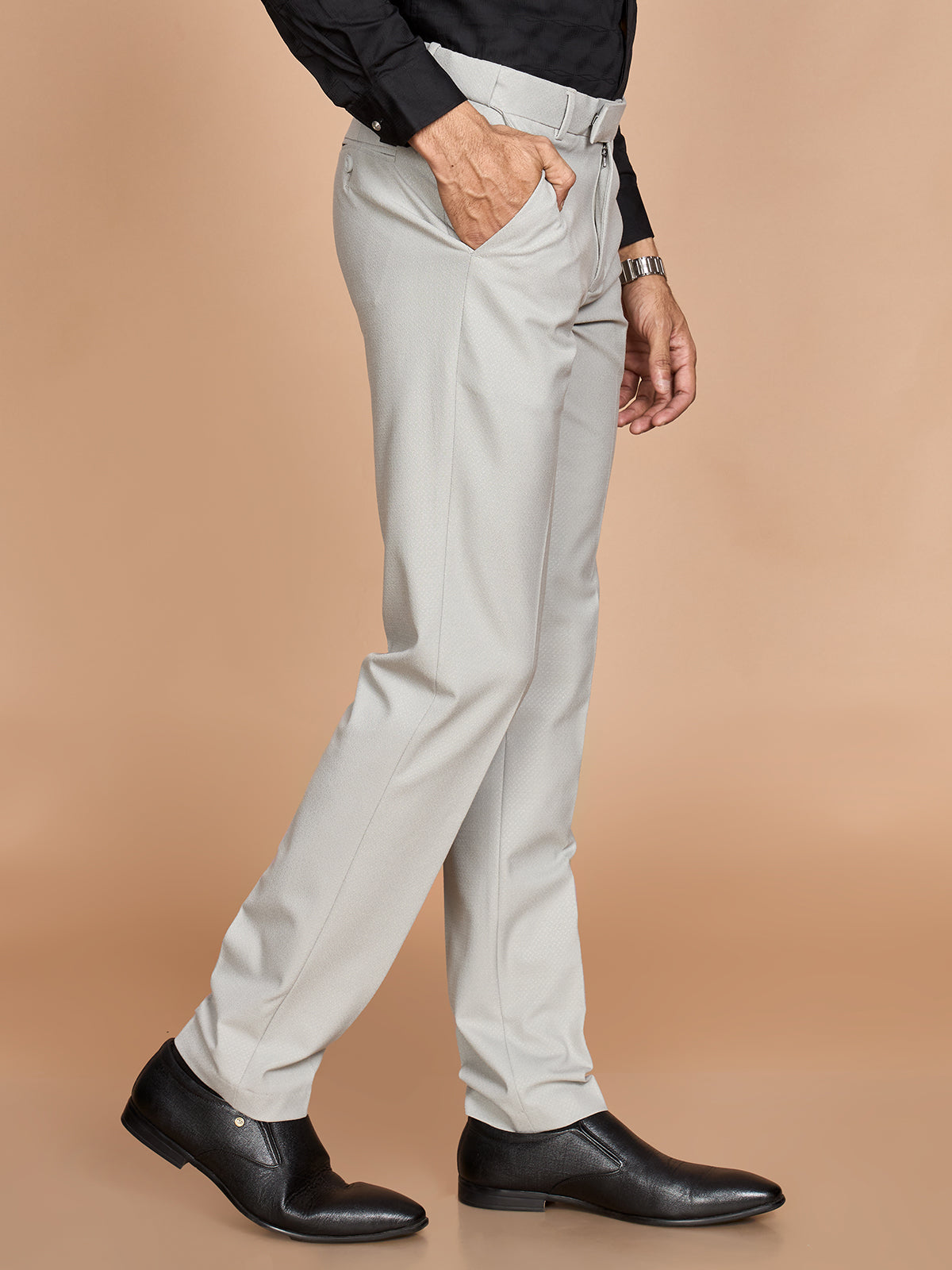 Cross Textured 4 Way Pant-Grey