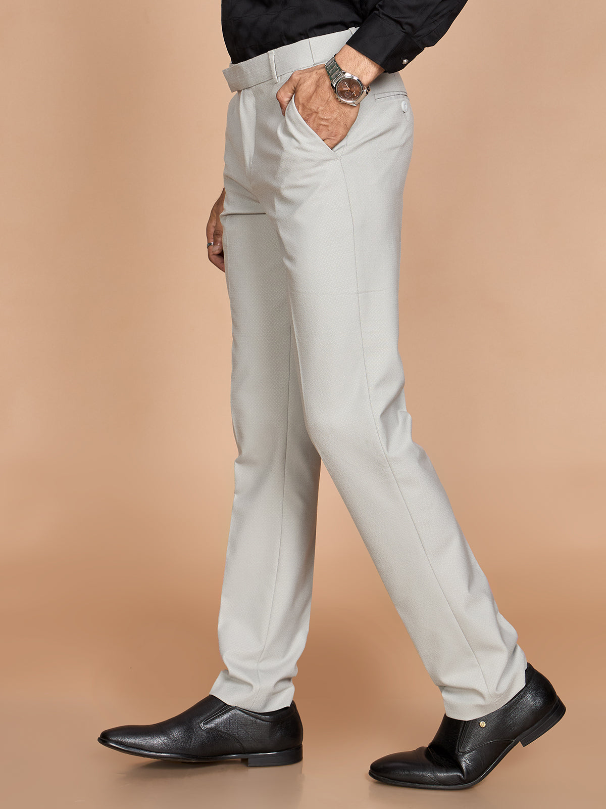 Cross Textured 4 Way Pant-Grey