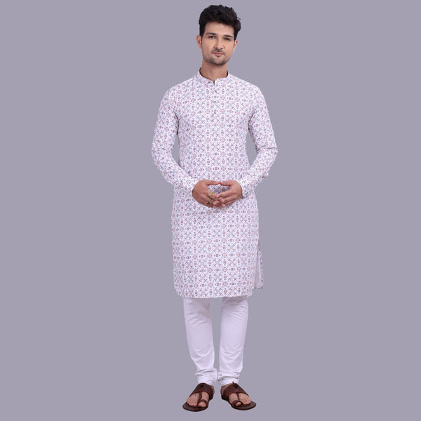 White Kurta with Circular Prints