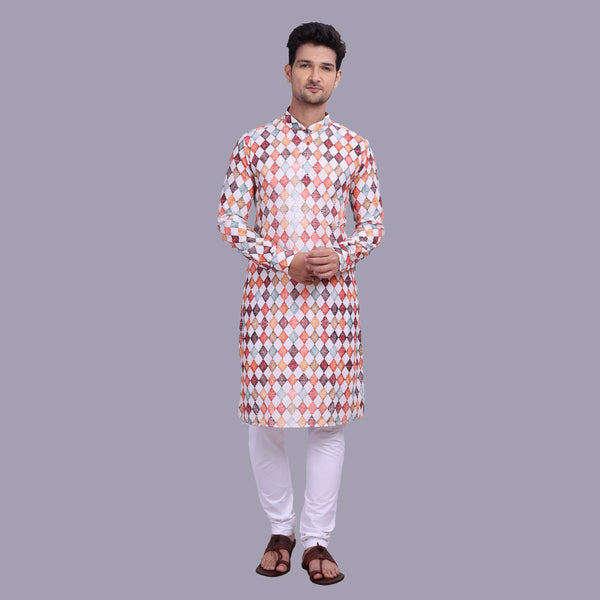 Multi-Colour Geometric Printed Long Kurta