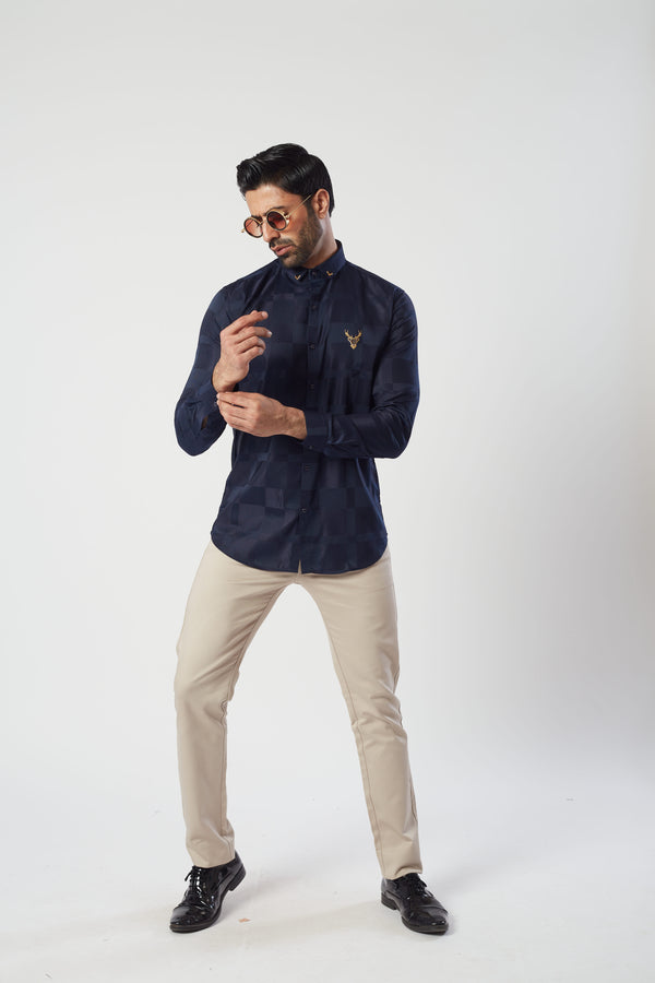 Navy Hue Occasional Shirt for Men