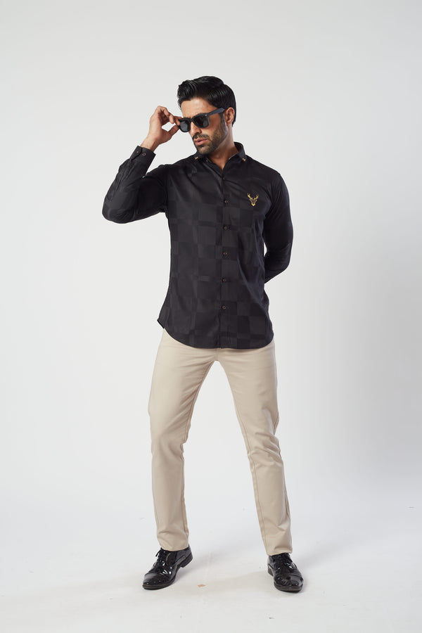 Checkered Black Sleek Occasional Wear Shirt